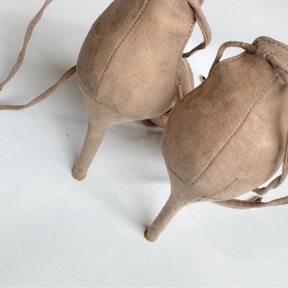 Lulus Aimee taupe suede lace up heels ❤️ - Picture 6 of 10